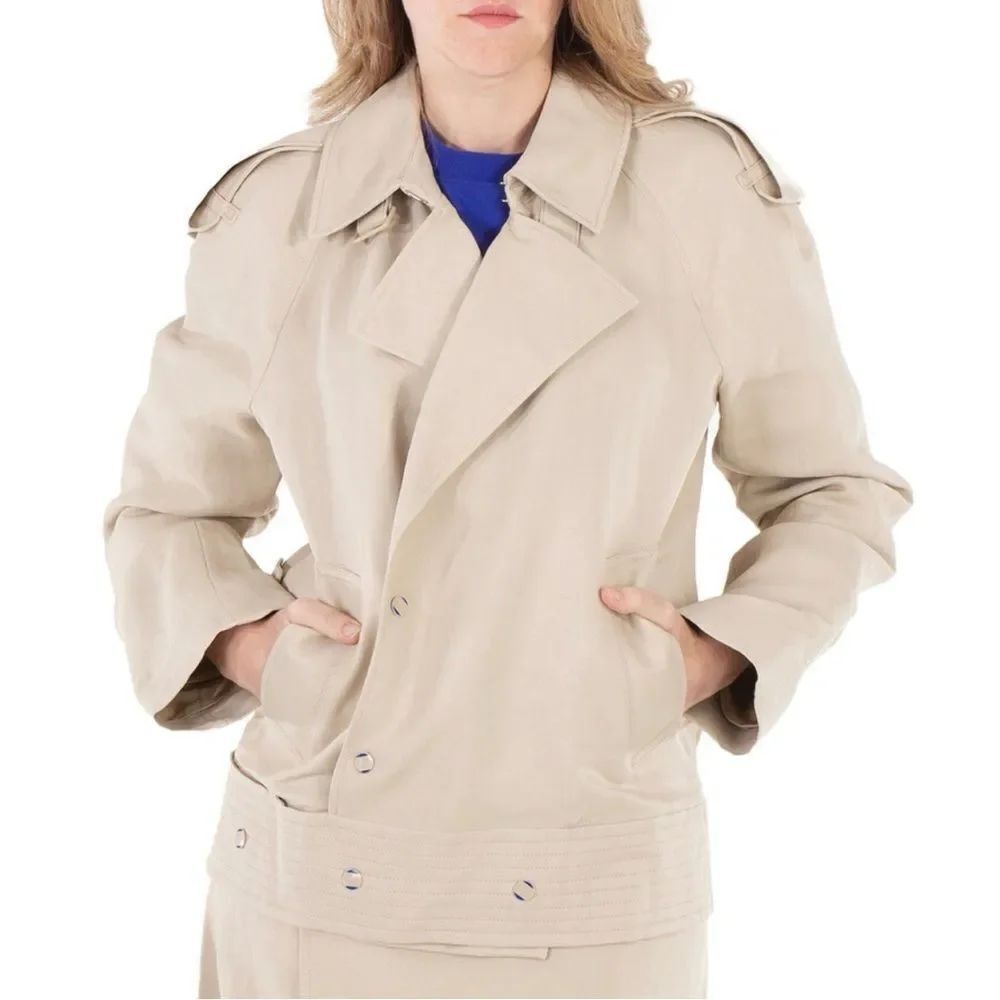 Burberry Double-Breasted Canvas Trench Jacket size 8